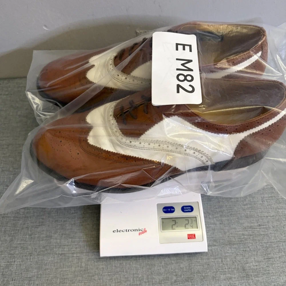 T.O. Dey Wingtip Oxfords Mens 10 Brown White Custom Made Spectator Vintage Shoes